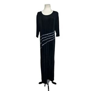 Vintage black short sleeves maxi dress size Medium